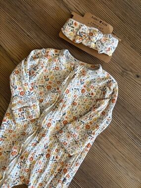 Rabbit + Bear 2pc zipper footie set